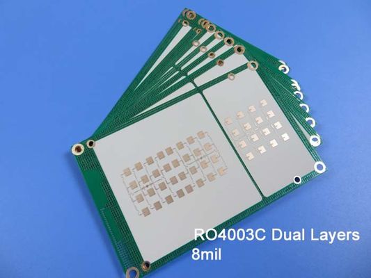 8밀리 RO4003C 고성능 PCB 2층 몰입 금 검은색 실크스크린